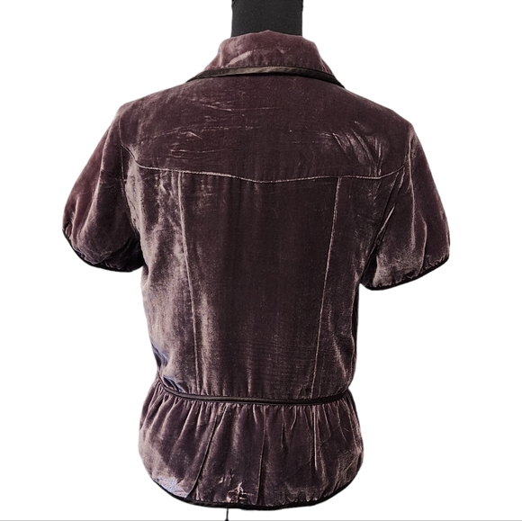 Vintage Banana Republic Purple Velvet Tie Front Top - Picture 2 of 10